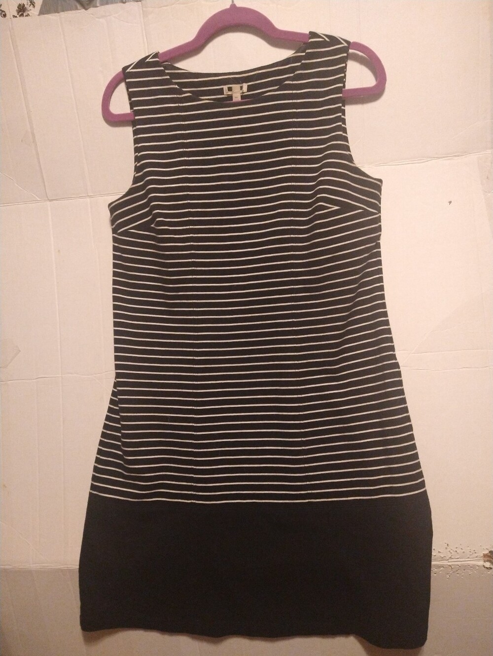 Blk & Wht Stripe sheath dress Pullover Stretch Cotton Sz M